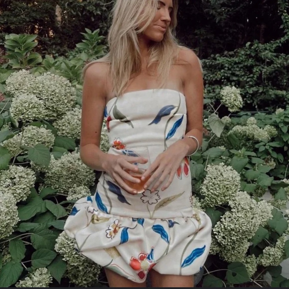 Nasty Gal Bubble floral strapless dress